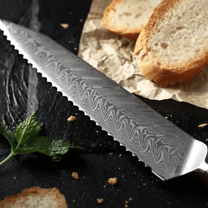 Damast Brotmesser - Palisander Griff