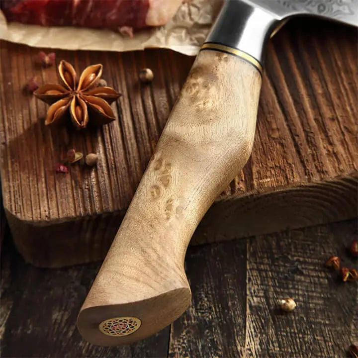 Damast Chefmesser - Bergahorn Griff