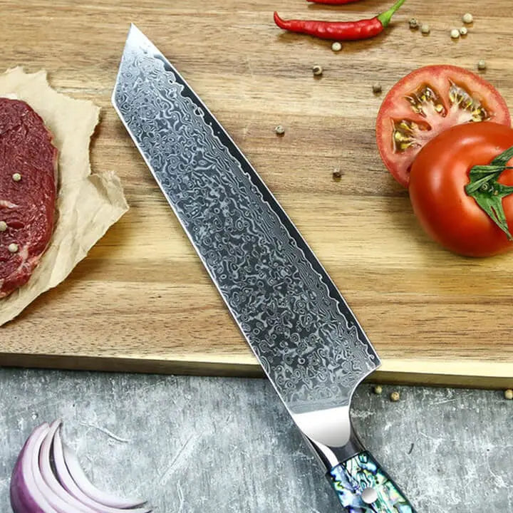 Damast Kiritsuke - Abalone Epoxitharz Griff