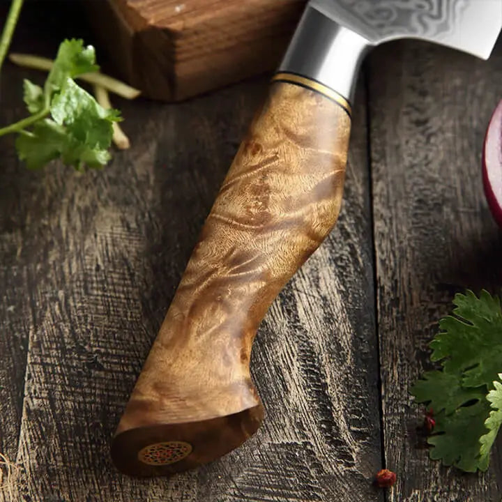Damast Nakiri Messer - Bergahorn Griff