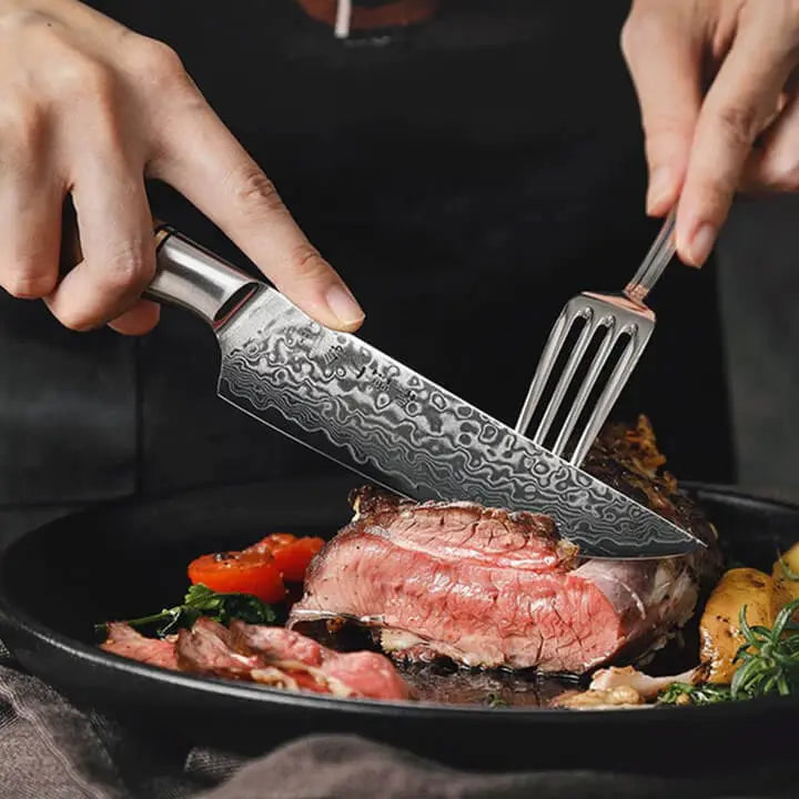Damast Steakmesser- Bergahorn Griff