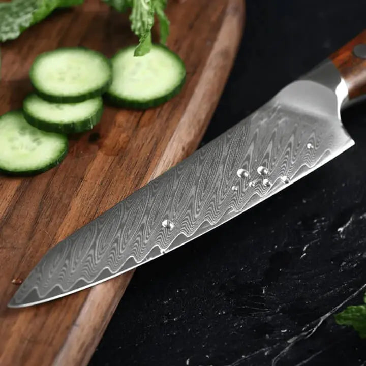 Damast Universalmesser - Palisander Griff