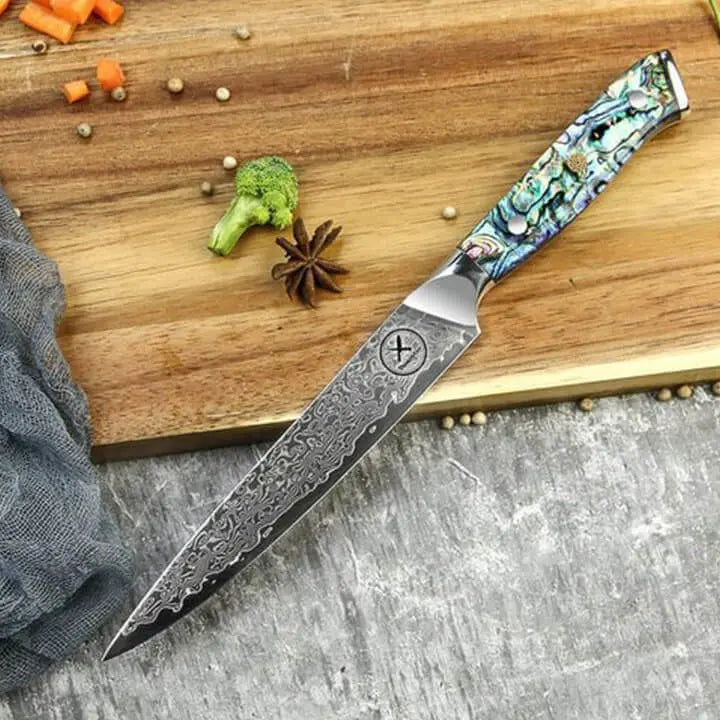 Damast Kiritsuke Duo - Abalone Epoxitharz Griff