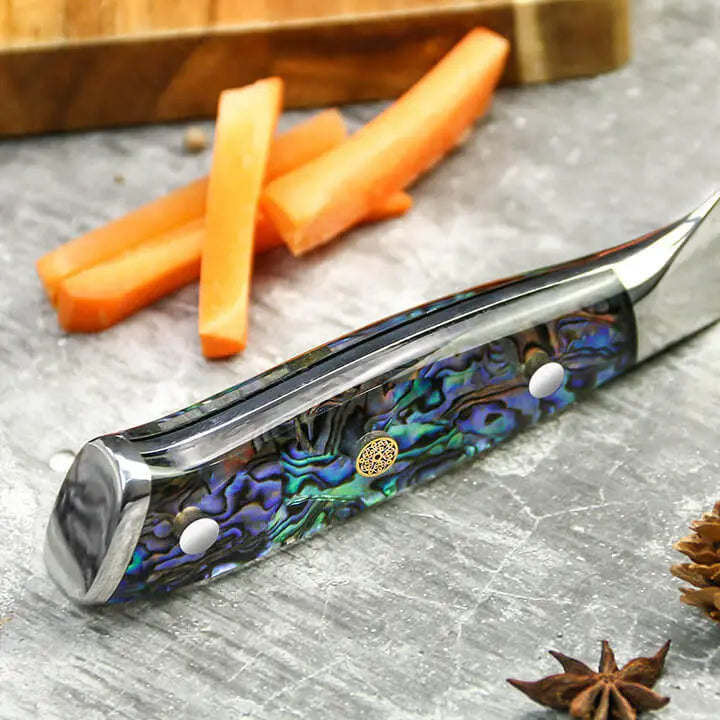 Damast Nakiri Messer - Abalone Epoxitharz Griff