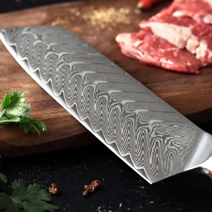 Damast Santoku - Palisander Griff