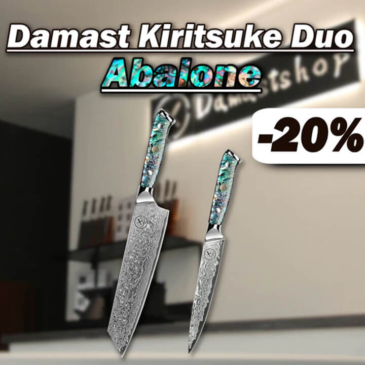 Damast Kiritsuke Duo - Abalone Epoxitharz Griff