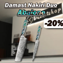 Load image into Gallery viewer, Damast Nakiri Duo - Abalone Epoxitharz Griff
